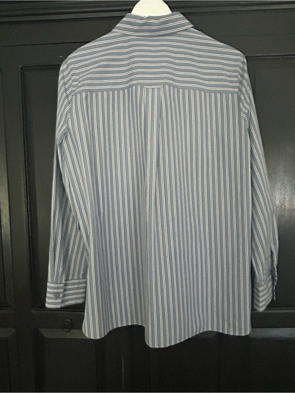 Lafayette 148 Harbor Blue Multi Stripe Button Down Shirt in Cotton Size Medium - Picture 7 of 10
